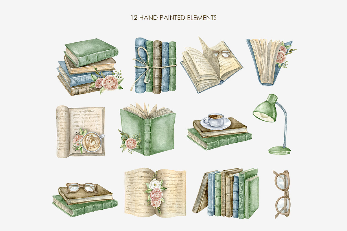 Watercolor vintage books clipart, an Education Illustration by AquarelleSpace (Photo 2 of 4)