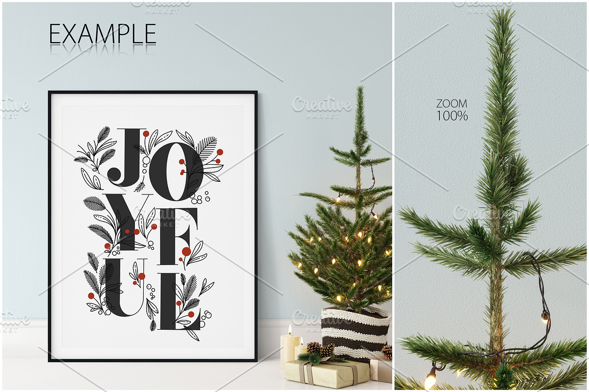 Christmas Frame & Wall Mockup Bundle, a Print Template by Yuri-U (Photo 15 of 22)