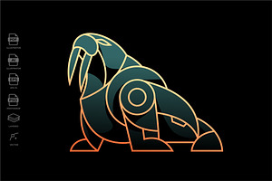Lineart Geometric Walrus Tusk Tattoo
