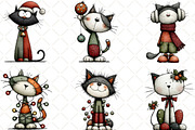 Watercolor Christmas Cats Clipart, an Illustration by Black Bird Studio (Thumbnail 2 of 6)