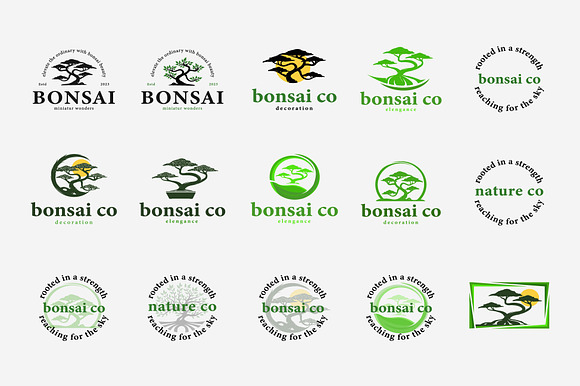 Set Bundle Bonsai Logo Design Nature