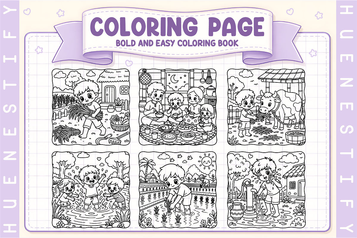 Village Day Story Coloring Book, a Person Illustration by HueNestify (Photo 3 of 5)