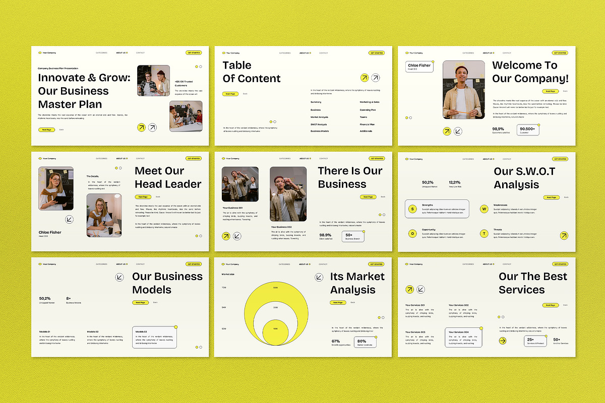 Yellow Modern Business Plan Keynote, a Presentation Template by graphicook
