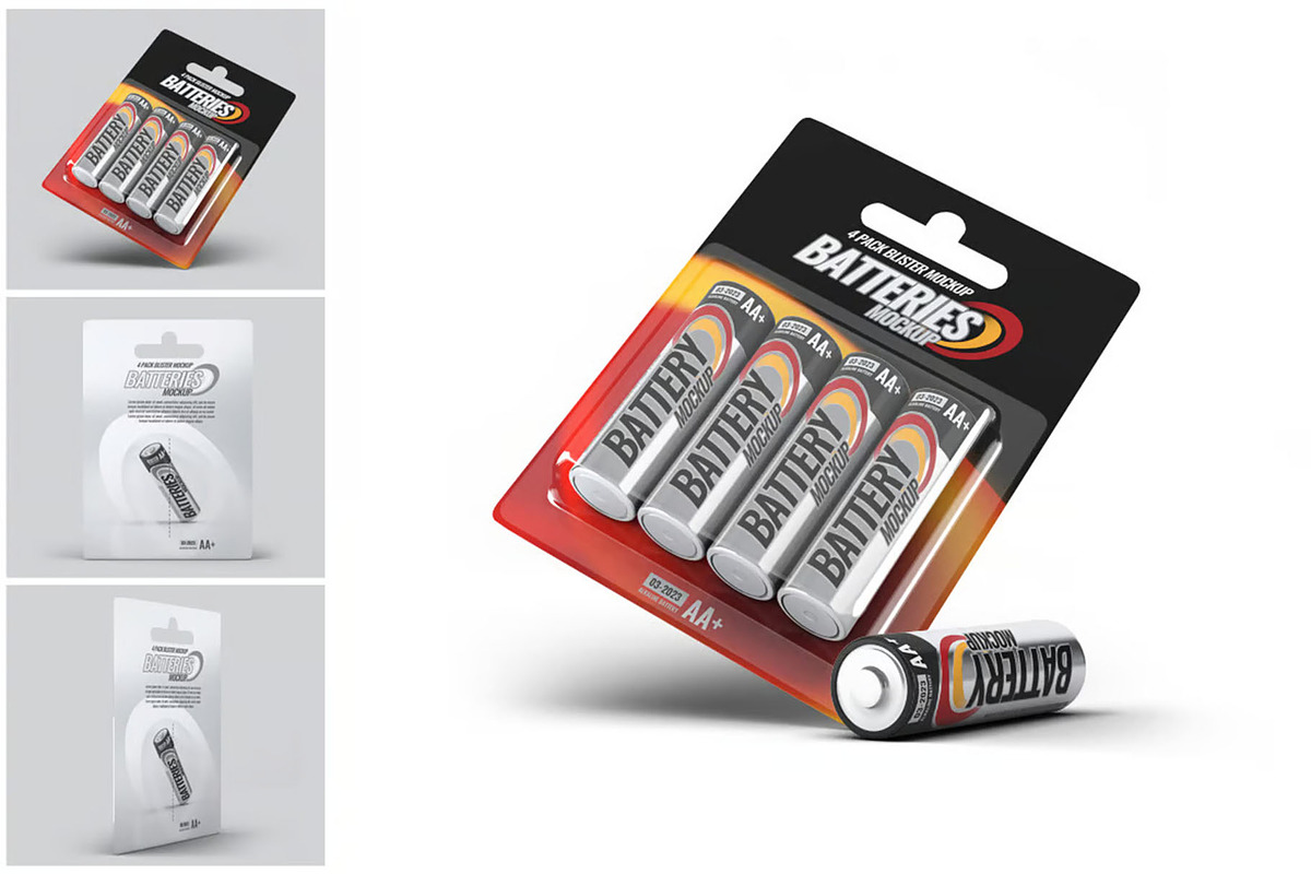 Battery Blister Pack Mock-Up, a Product Mockup by DesignRushMarket (Photo 3 of 9)
