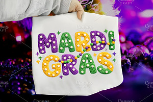 Retro Mardi Gras Bow Png, an Illustration by Canvas Craft
