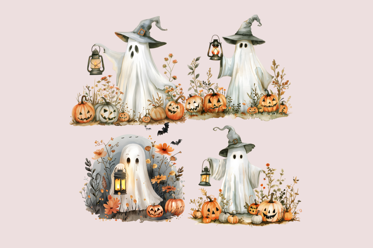 18 Halloween Ghosts Clipart PNG, an Illustration by Anca Digital Vibe (Photo 6 of 7)