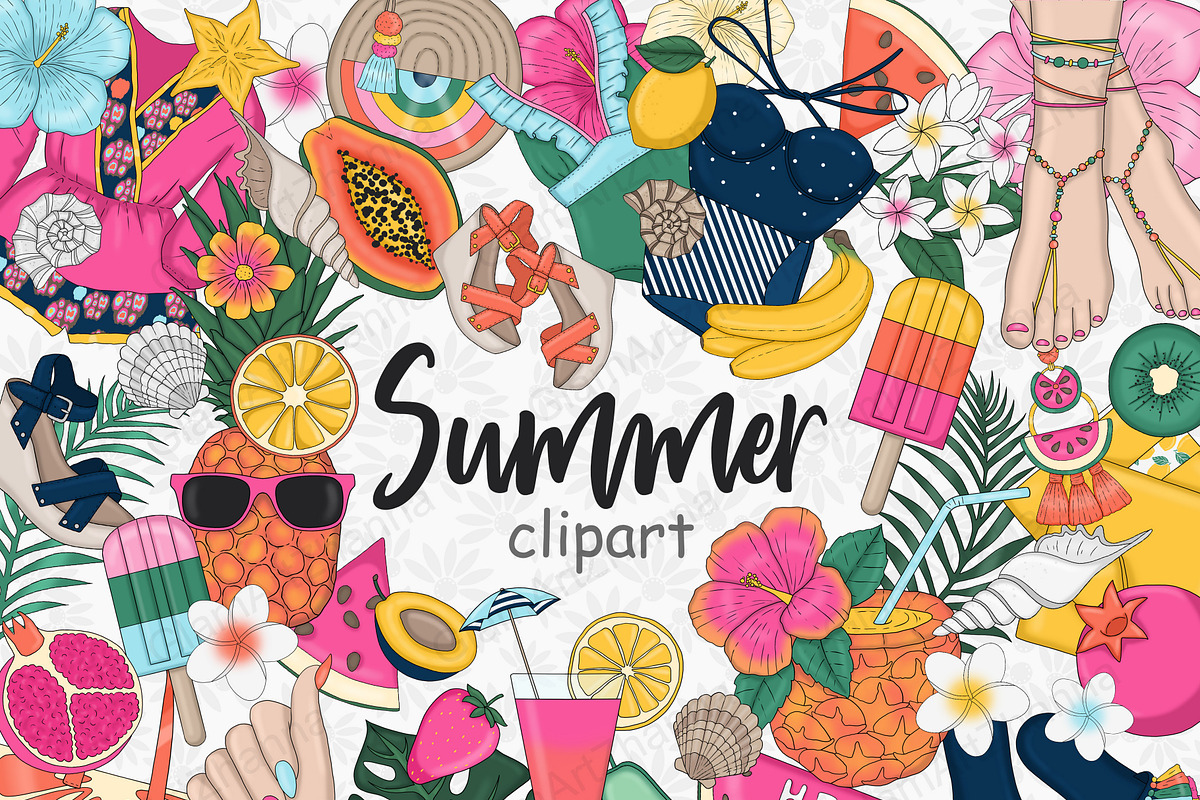 Summer Clip Art Bundle, a Food Illustration by GlamArtZhanna (Photo 1 of 6)