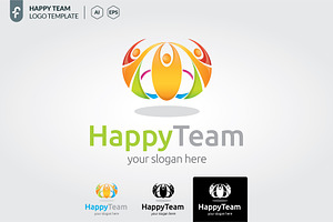 Happy team logo template
