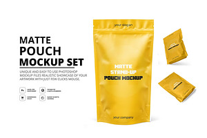 Matte Stand-Up Pouch Mockup Pack