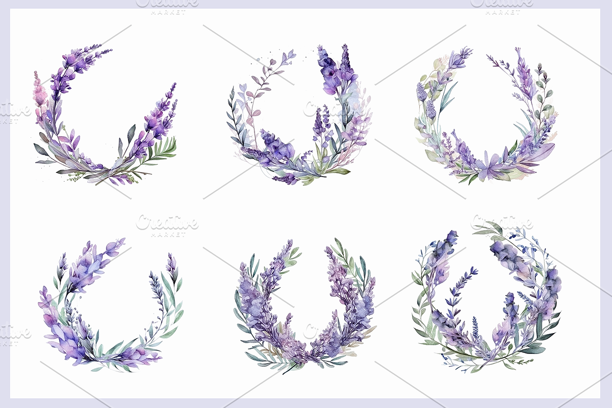 Watercolor Lavender clipart., a Decorative Illustration by Irena Matiash shop (Photo 2 of 5)
