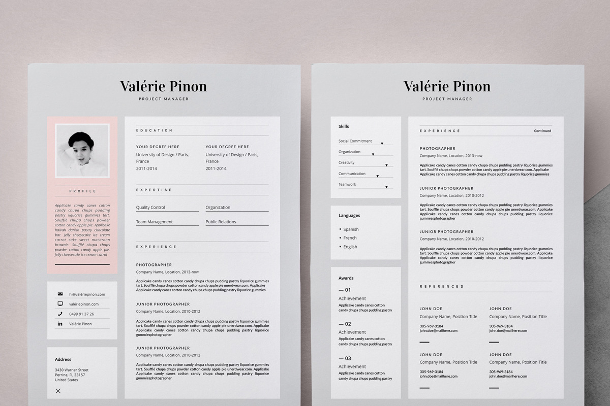 Resume Template 3 page / Valérie, a Resume Template by This Paper Fox (Photo 2 of 5)