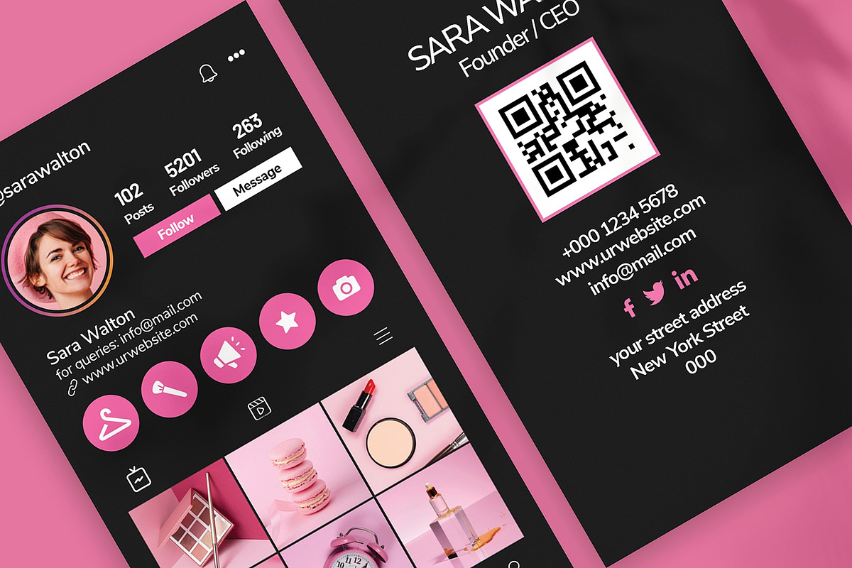 Dark Theme Instagram Business Card, a Business Card Template by Saman Osama (Photo 3 of 5)