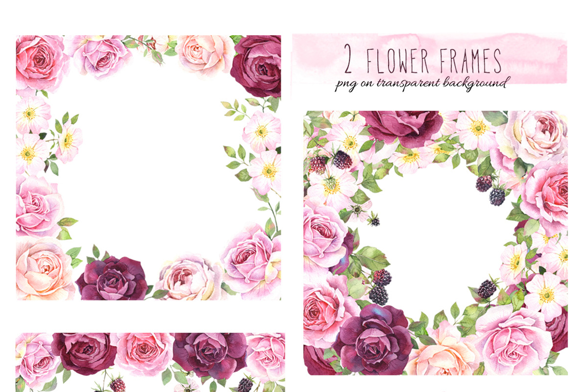 Watercolor rose and blackberry set, an Illustration by PS_patterns (Photo 5 of 6)