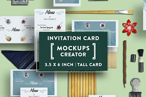 Invitation Card Mockups  3.5x6 In