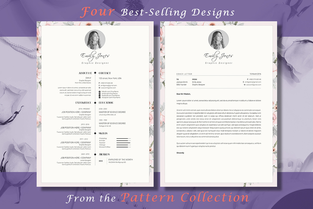 Resume CV Pattern Bundle, a Resume Template by Showy68 Template (Photo 5 of 7)