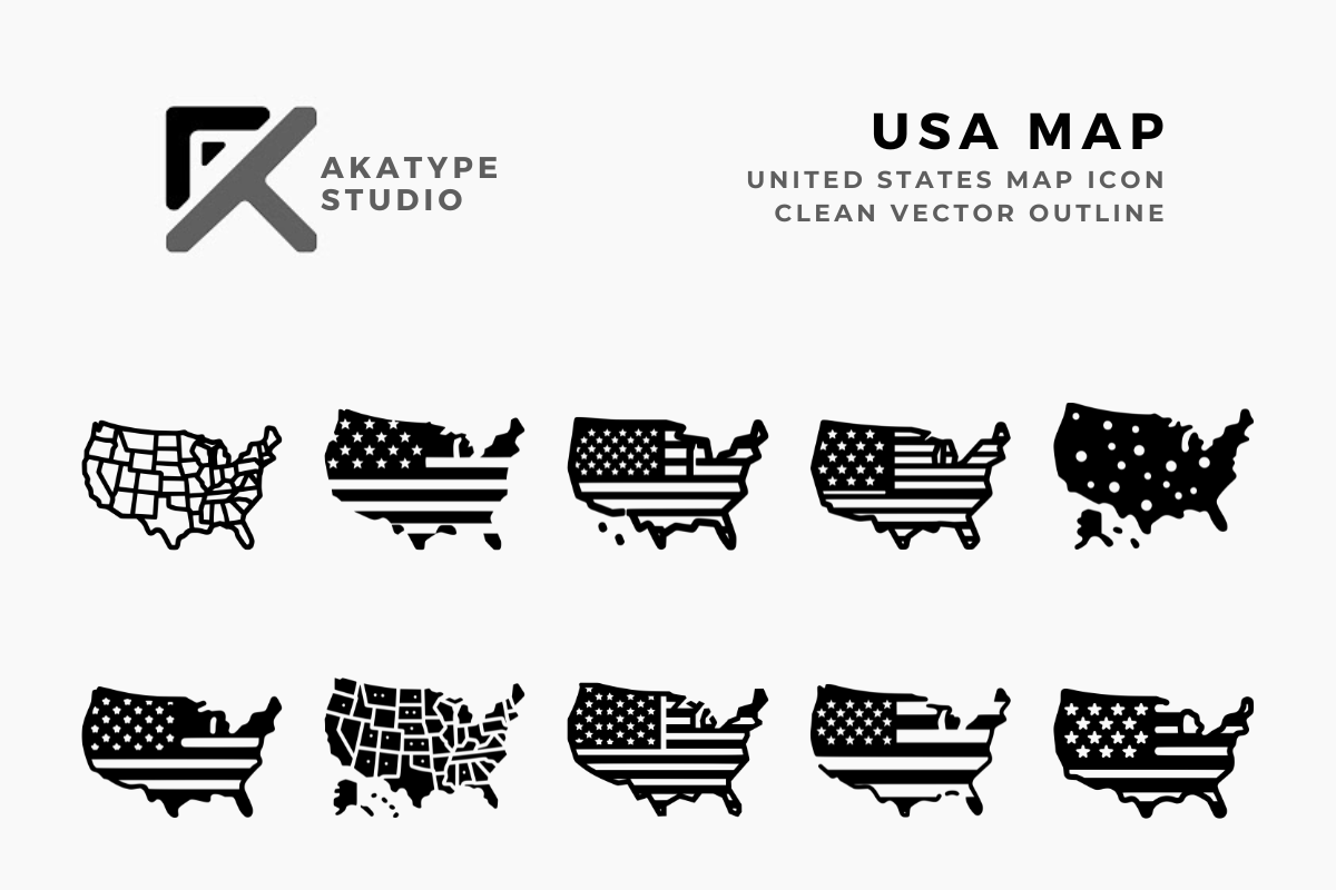 United States of America Map Icon, an Icon by Akatype Studio
