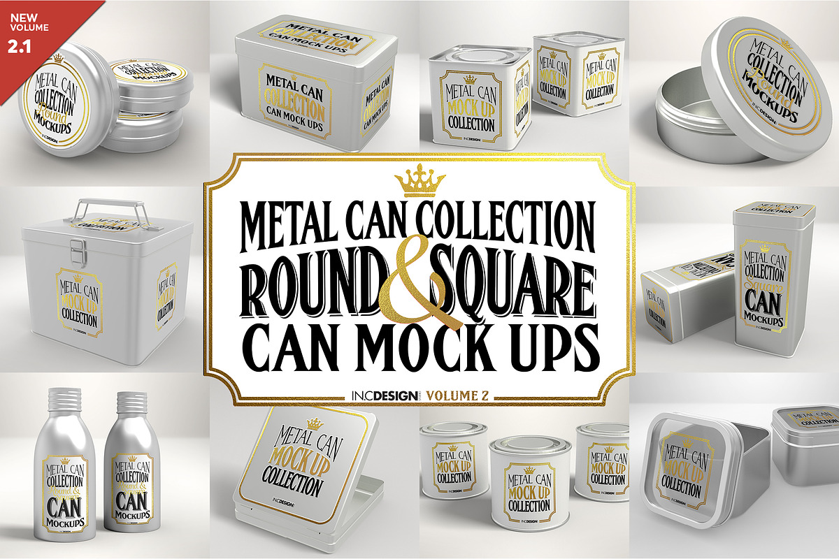Vol2. Metal Can Mockup Collection, a Cups & Container Mockup by INCDesign (Photo 1 of 23)