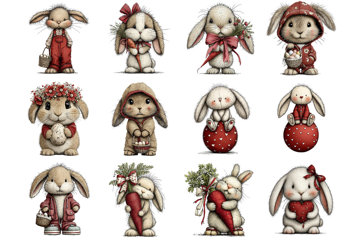 Cute Easter Clipart Bunny Clipart, an Illustration by DreamArtGraphic (Photo 3 of 4)