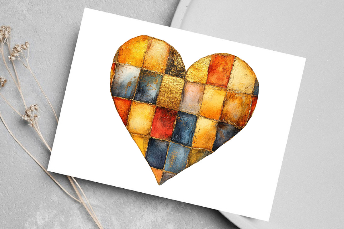 Watercolor Christmas Hearts Clipart, an Illustration by Canvas Craft (Photo 6 of 8)