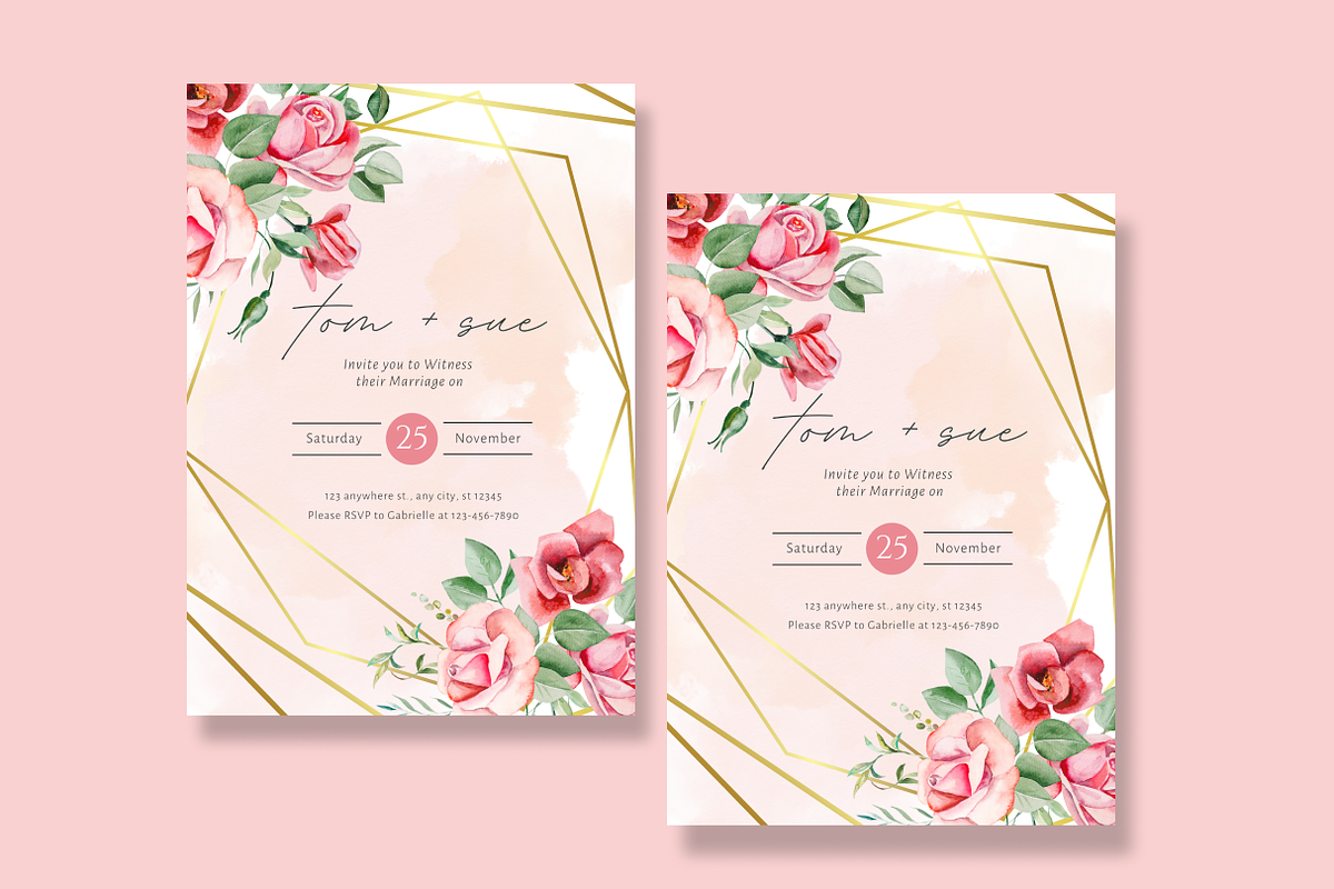 Pink Flower Wedding Invitation, an Invitation Template by Weddinginvitation by Fati (Photo 2 of 2)