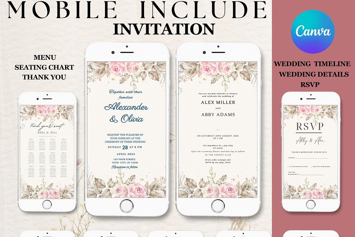 Dusty Rose Wedding Bundle, an Invitation Template by Lynn Reese Designs (Photo 4 of 5)