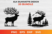 Elk Silhouette Design bundle, an Animal Illustration by bossdesigner (Thumbnail 2 of 3)