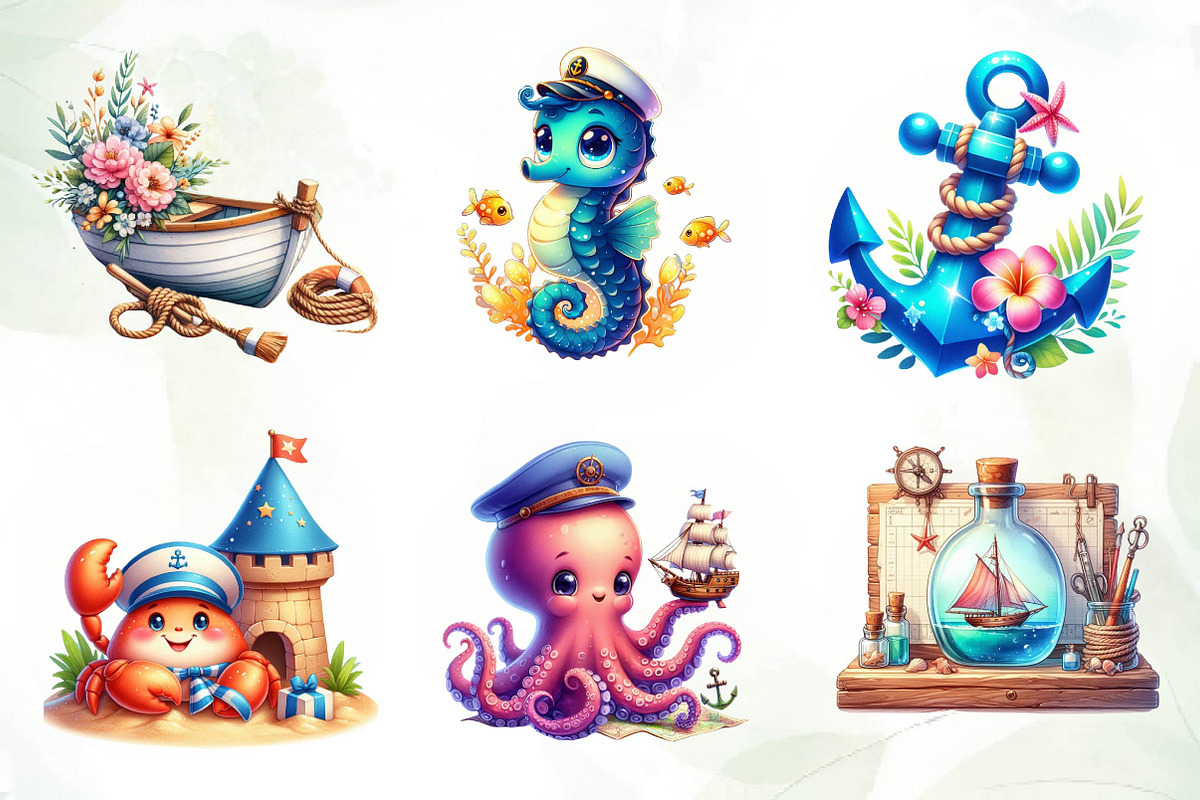 Summer Nautical Collection Clipart, an Illustration by CreationArt (Photo 3 of 7)