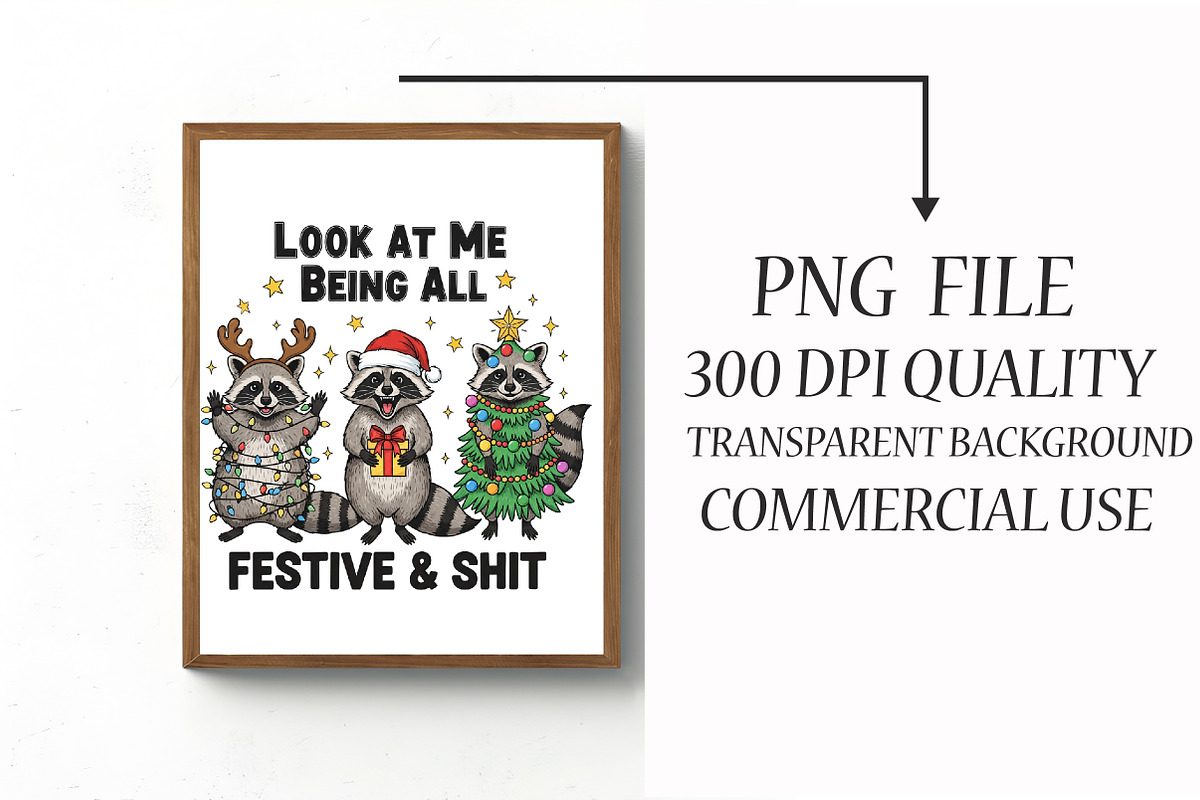 Funny Christmas Sarcastic Raccoon Pn, an Illustration by Libby Wishes (Photo 2 of 4)