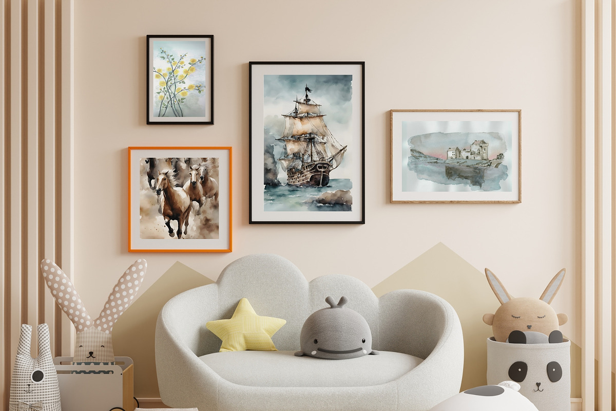 180 Kids Nursery Wall Art Posters, a Poster Template by Design By Hira (Photo 8 of 19)