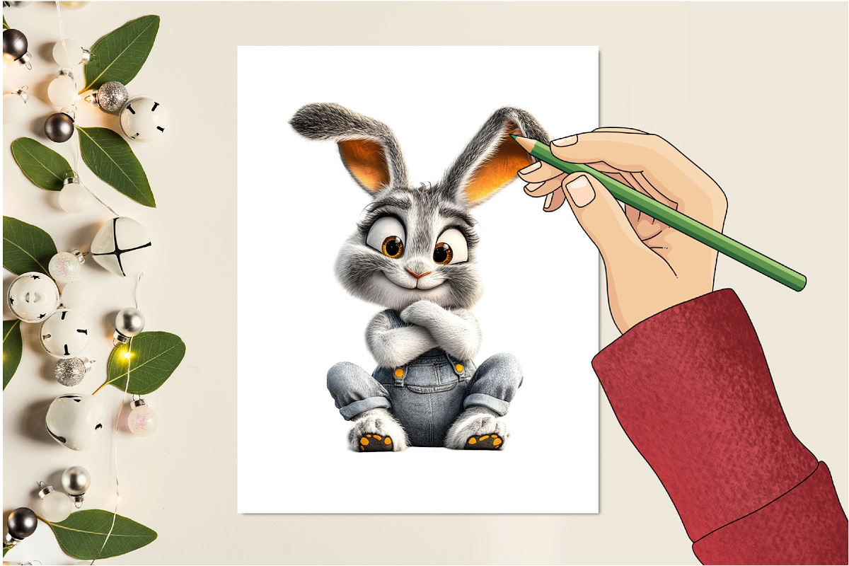 Easter bunny rabbit clipart, an Illustration by Design Market (Photo 5 of 5)