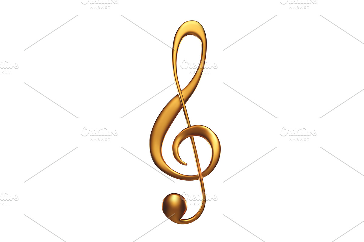 A bright gold treble clef symbol, an Illustration by Woters little shop