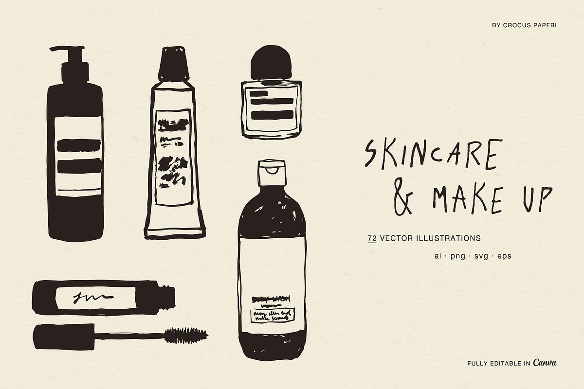 SKINCARE & MAKE UP illustrations, an Object Illustration by Crocus Paperi (Photo 1 of 10)