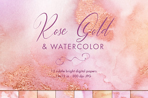 Watercolor Textures With Rose Gold