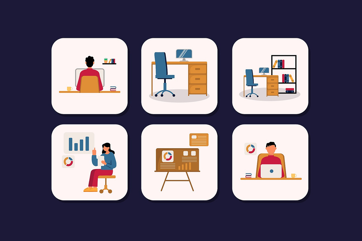 Office Working Illustration, a Work Illustration by Rishsketch (Photo 9 of 9)