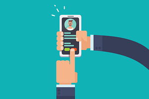 Hands calling from smartphone