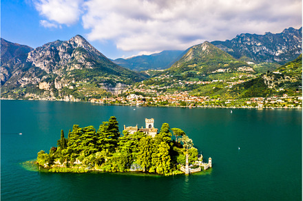 Castle on Loreto Island on Lake Iseo, an Architecture Photo by Leonid Andronov