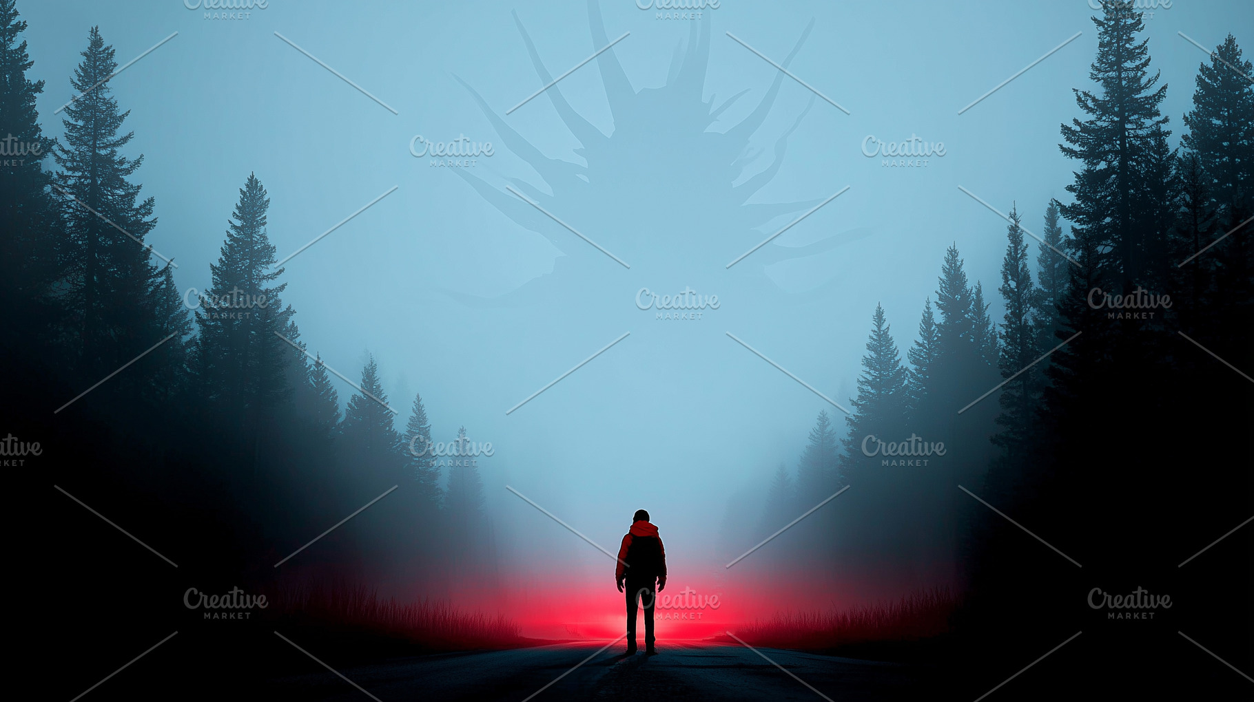 A lone figure stands on misty forest, a Nature Photo by MistyDay