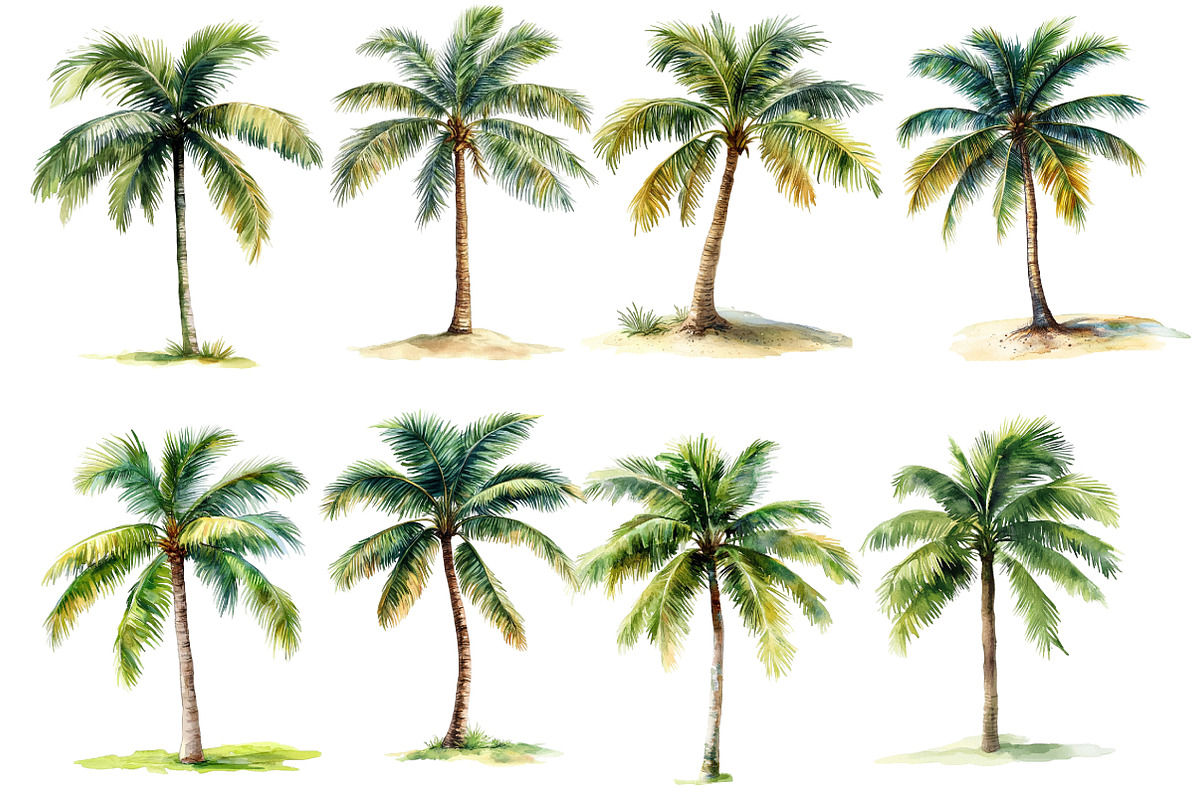 Watercolor Tropical Palm Trees, an Illustration by Designworld (Photo 2 of 6)