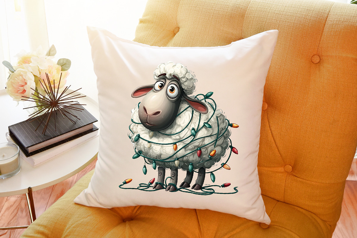 Funny Christmas Sheep Clipart, an Illustration by Sublimation Artist (Photo 6 of 6)