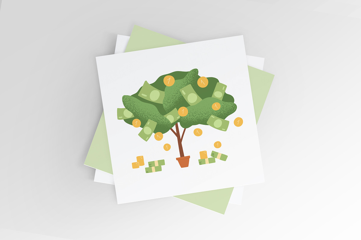 Money tree with coins and banknotes, a Finance Illustration by Good Studio (Photo 4 of 4)