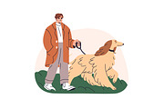 Pet owners with cute cats, dogs set, an Animal Illustration by PaperTrident (Thumbnail 7 of 9)