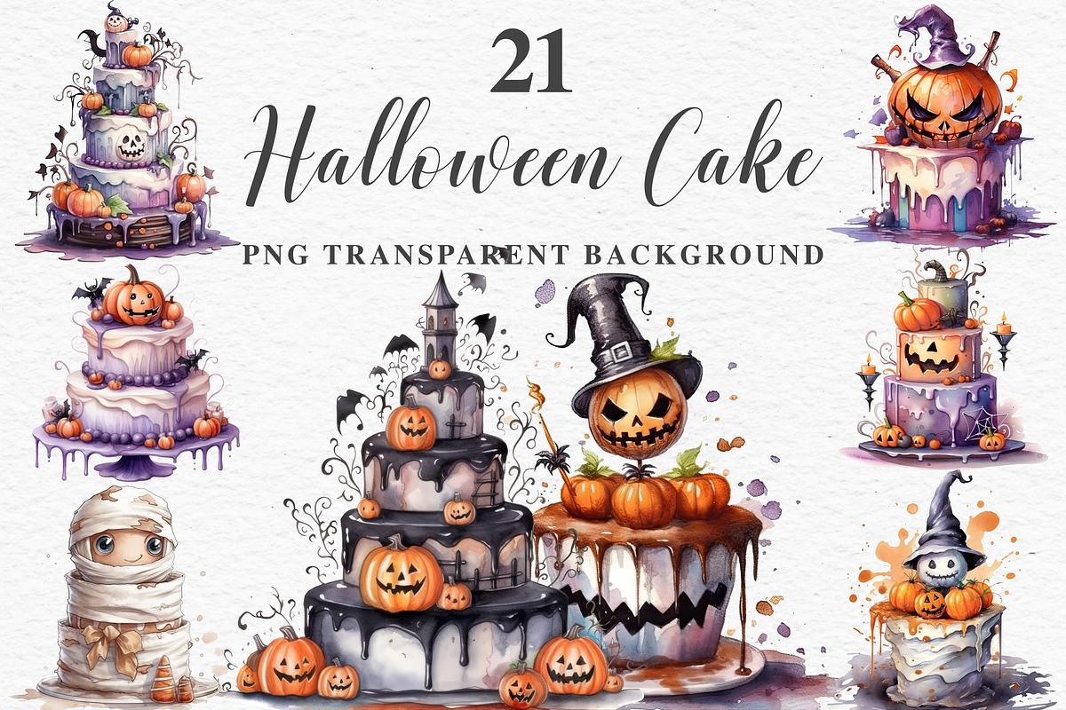 Halloween Cake Spooky Baking Clipart, a Seasonal Illustration by Rabbit Heart (Photo 1 of 10)