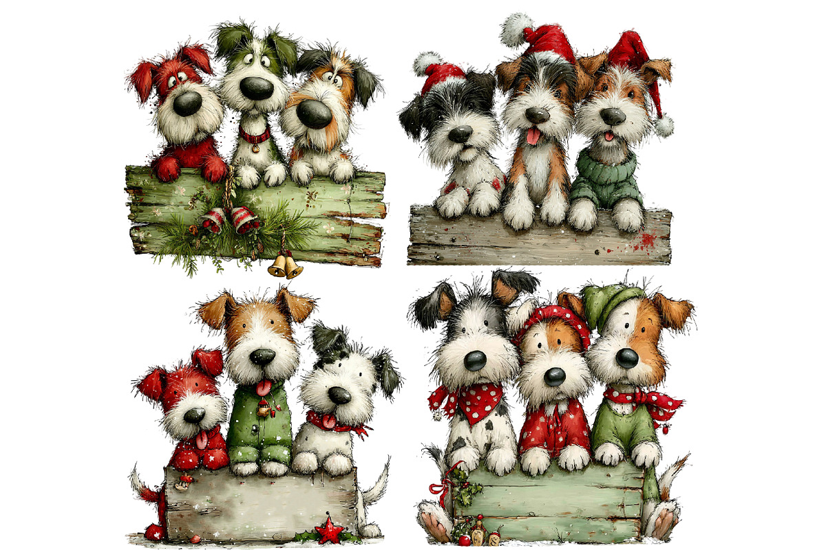 Whimsical Christmas Dogs Clipart, an Illustration by Designworld (Photo 3 of 4)