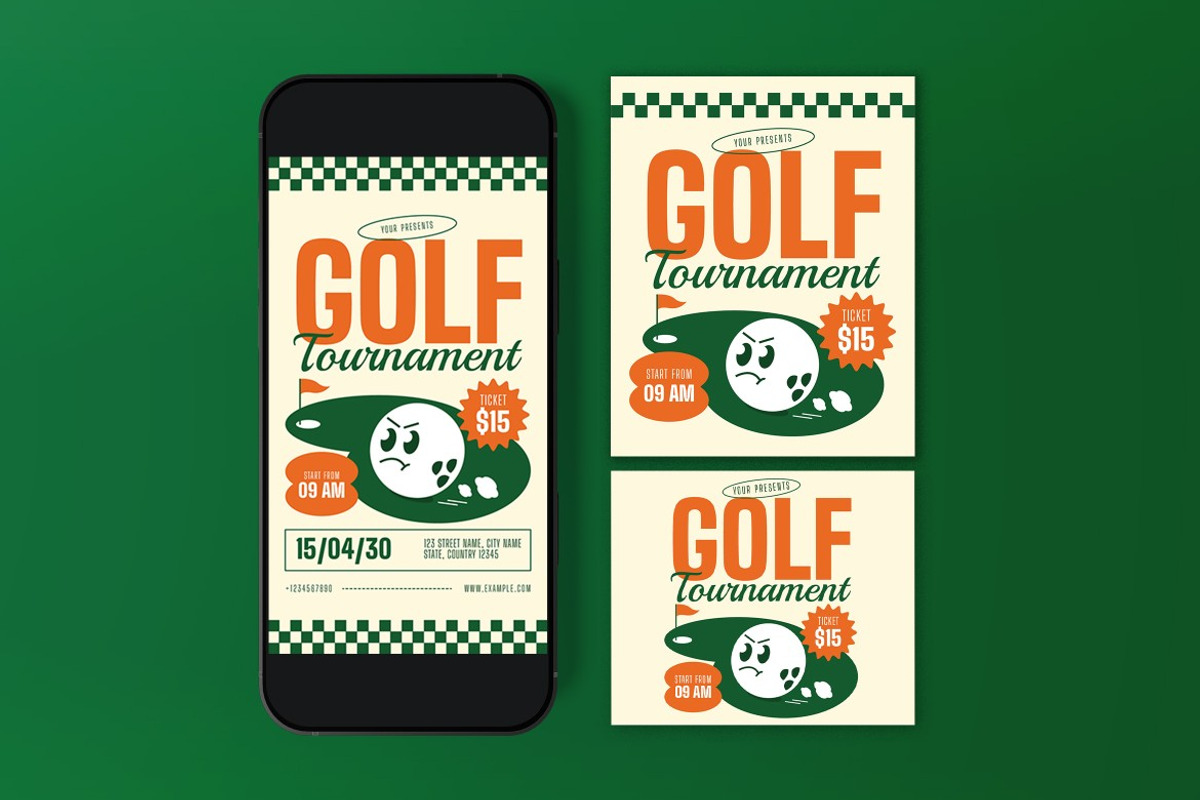 Green Golf Tournament Flyer Set, a Flyer Template by graphicook (Photo 3 of 3)