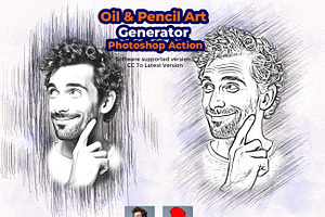 Oil & Pencil Art Generator Photoshop, an Action Add-On by Studio Retouch