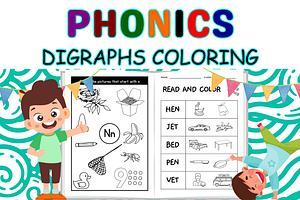 Phonics Crafts Coloring Page, a Templates & Theme by Premium Digital Templates