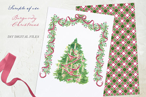 Christmas Burgundy Watercolor DIY