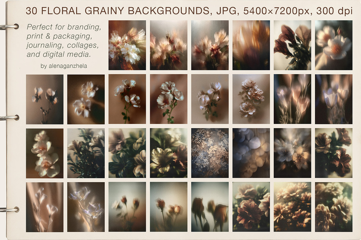 Grainy Film Floral Backgrounds, a Background Graphic by alenaganzhela (Photo 7 of 8)