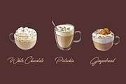 Latte set. Vector illustrations, a Food Illustration by Svitlo illustrations (Thumbnail 5 of 5)