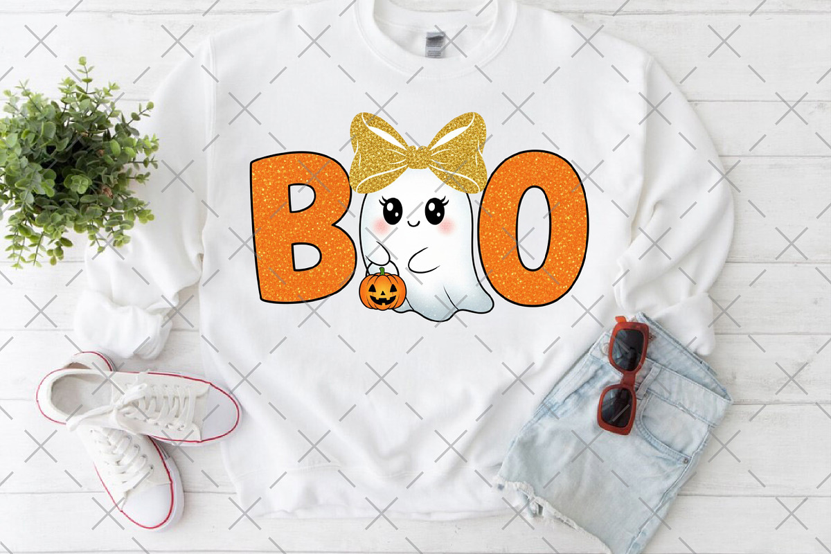 Cute Ghost BOO Halloween PNG, an Illustration by Craft Nest (Photo 4 of 6)